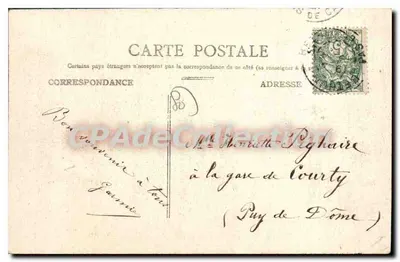 Amiens — vista da praça do Palácio — souvenir com retrato de homem com bigode — Verso