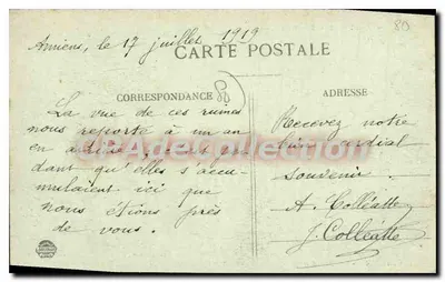 Amiens — Rue Victor-Hugo — destruídas após os bombardeios — editor L. BOUTHINOT, n°26 — Verso