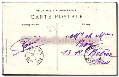 Amiens — Hotel Pocztowy i Telegraficzny — L. Caron, fotograf i wydawca, Amiens, n°380 — Rewers