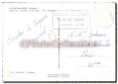 Cayeux-sur-Mer — Vista aérea da igreja e da cidade — Éditions Aériennes Comber — Verso