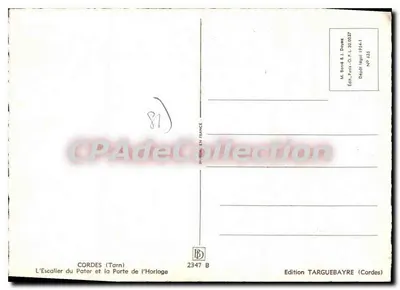 Cordes (Tarn) — Schody Pater i Drzwi zegarowe — Wydawnictwo TARGUEBAYRE — Rewers