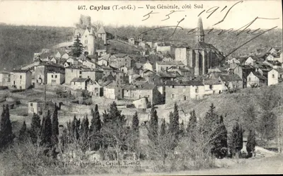 Caylus (Tarn-et-Garonne) — Vista Geral, lado Sul — Th. Dureau e Vue Ad. Vaissie, fot.-editora, Caylus, T.-e-G.