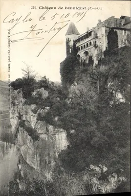 Castelo de Bruniquel (T-et-G.) — vista panorâmica sobre a falésia — Th. Béreau e Vve Ad Vaissié, n°219