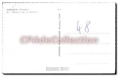 Golfech (T.-et-G.) — Paisagem na Garonne — Combière Maccon — Verso