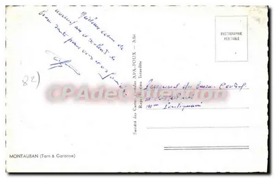 Montauban — Lembrete de Montauban — Sociedade das Cartas Postais APA-POUX — Verso