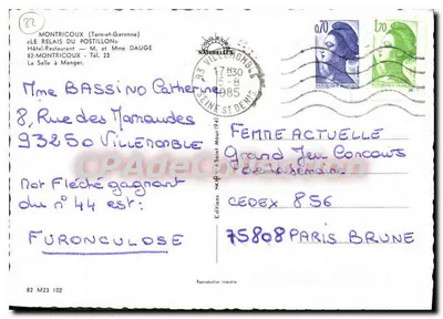 Restauracja Le Relais du Postillon — Montricoux (Tarn-et-Garonne) — Wydawnictwo St Denis — Rewers