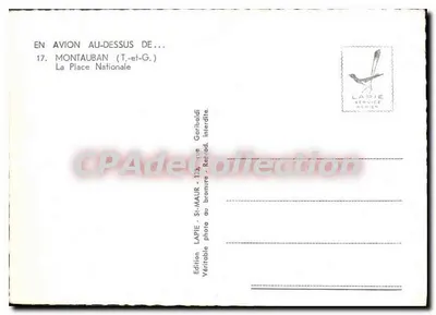 Montauban - Place Nationale — vista aérea — edição Lapie Service Alhien — Verso