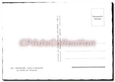 Bruniquel — Vale do Aveyron — Sociedade das Cartas Postais APA-FOUX — Verso