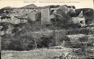Ruínas do Forte de Buoux (primeira cintura externa) — Environs d'APT — Edição A. Suau, livraria, Apt 74