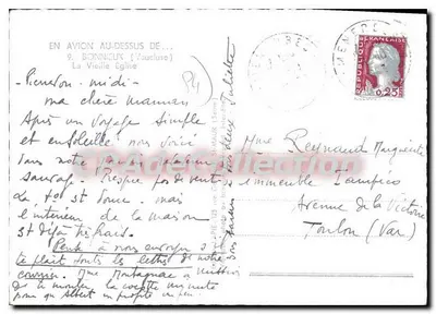 Igreja de Bonnieux — vista aérea — Bilhete postal antigo de coleção — Verso