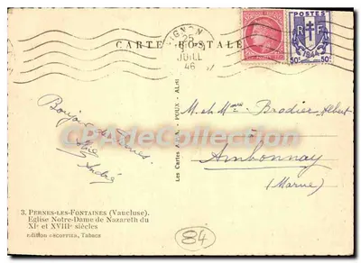 Pernes-les-Fontaines — Igreja Nossa Senhora de Nazaré dos séculos XI e XVIII — Les Cartes A.P.A. - FOUX - ALBI — Verso