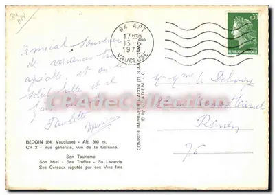 Bédoin — Ogólny widok, widok z Garenne — Combiér Imprimeur, Mâcon — Rewers