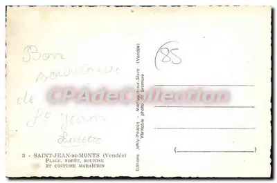 Saint-Jean-de-Monts — praia, floresta, traje de horticultor — Edições Jehly-Paupin — Verso