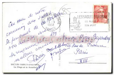Les Sables-d'Olonne — Plage i Remblai — wydawca CPADeCollection — Rewers