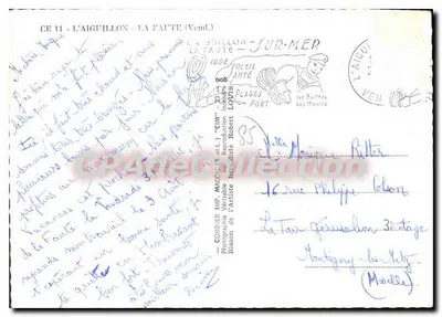 L'AIGUILLON-LA FAUTE (Vendée) — collage de cenas locais — IMP. MACON (S.-e.-L.) — Verso