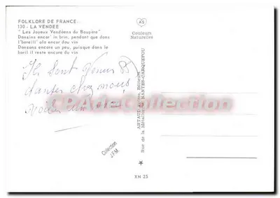 Folklore da França — Os Alegres Vendeanos do Boupère — Artaut & Cie, Nantes — Verso