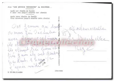 Les Joyeux Vendéens — grupa folklorystyczna — wydawca Cimchrome, nr PP.999.15.4.0204 — Rewers