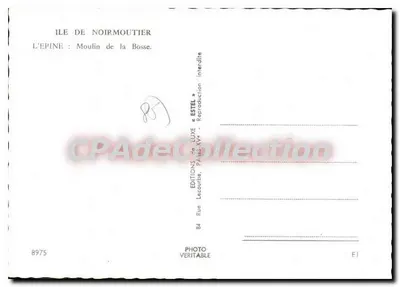 Ilha de Noirmoutier — Moinho da Bosse — Edições de Luxo Estel — Verso