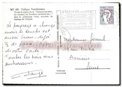 Tulipas Vendéennes — La Tranche-sur-Mer, La Conche, La Terrière — Édition de l'Europe, EUROCOLOR MP — Verso