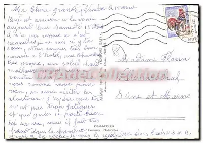 Vendée — Panoramiczna karta pocztowa z mapą i miejscami turystycznymi — Wydawnictwo Gaby, Nantes — Rewers