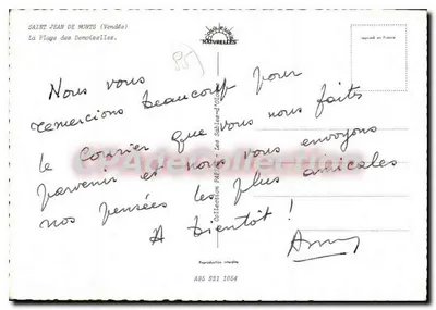 Saint Jean de Monts (Vendée) — A Praia das Moças — Editor: Edições Naturais, n° A85 521 1054 — Verso