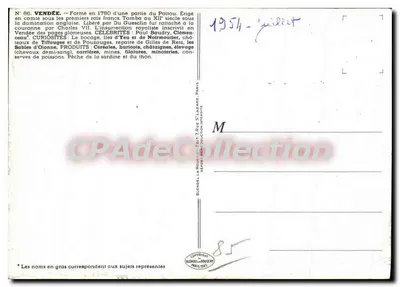A Vendée — carta postal ilustrada — editada por Blondel & Rougery, n°86 — Verso