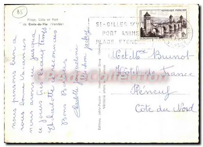 Croix-de-Vie — Playa, puerto y paisaje costero — Ediciones Joly-Poupin, Saint-Gilles-sur-Vie — Reverso