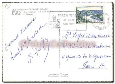 Les Sables-d'Olonne (Vendée) — Widok z powietrza na Côte d'Enfer i Obozowisko — Wydawnictwo Lotnicze Comeur — Rewers