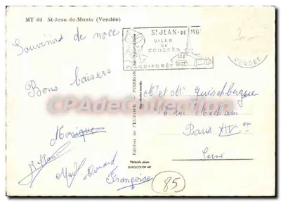 Saint Jean de Monts — vista panorâmica — Edição da Europa, n°85 — Verso