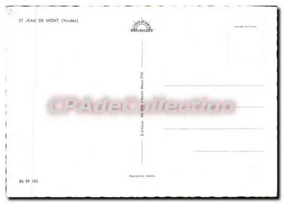 圣让德蒙（旺代） — 有建筑和汽车的街道景观 — Éditions Cloueuls Naturelles 出版 — 背面