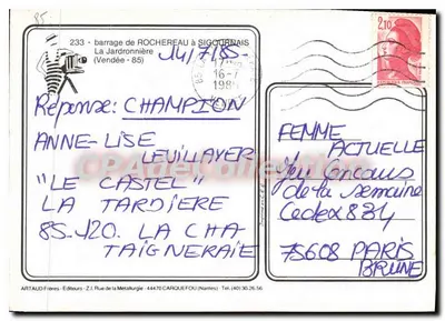Zamknięcie Rochereau w Sigournais — La Jardronnière (Vendée) — Artaud Frères — Rewers