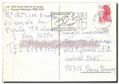 Saint-Gilles-Croix-de-Vie — Grupo Folclórico "Bise-Dur" — Ediciones R. Belangue — Reverso