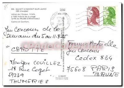 Hotel Restauracja Kawiarnia — Saint-Vincent-sur-Jard (85-Vendée) — Artaud Frères — Rewers
