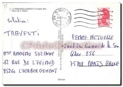 L'Herbegrément — Place de l'Église — Artaud Frères - Editores — Verso