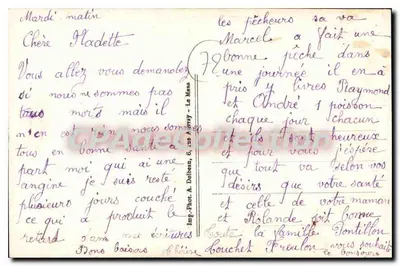 Trajes Sarthois — Na cidade, eu preferiria o frango — Editor: Imp. Phot. A. Dolbeau, 6, rue Aubry - Le Mans — Verso