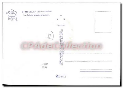 Presepio — scena con Maria, Giuseppe, il Bambino Gesù, asino, pecore — Edizioni J.P.E. - Maison GEORGET — Verso