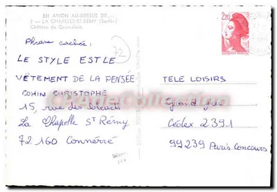 Castelo de Courvalain — Sartois — Edições SOFER — Verso