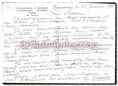 Les Parloirs — Écommoi (Sarthe) — DOMINICAINES DE BETHANIE — Verso