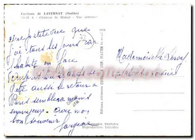 Zamek Mangé — Okolice LAVERNAT (Sarthe) — Éditions Aériennes COMELER — Rewers