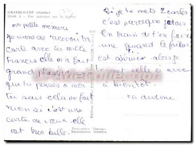Grandchamp (Sarthe) — Widok z powietrza na Sarthe — Éditions Aériennes Communes — Rewers