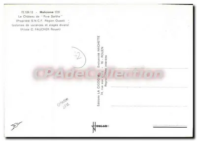 Castelo de Rive Sarthe — Malicorne (72) — Edições LA CIGOGNE — Verso