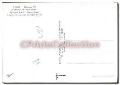 O Castelo de 'Rive Sarthe' — Malicorne (72) — Éditions LA CIGOGNE — Verso