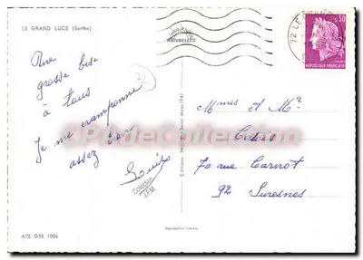 Le Grand-Lucé (Sarthe) — widok z lotnictwa miasta i jego kościoła — Éditions Saint-Maur (94) — Rewers