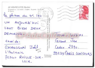 Le Grand Luce — widok ulicy, rady, kościoła i boiska sportowego — Wydawnictwo Valoire — Rewers