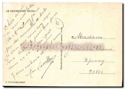 Le Grand-Lucé (Sarthe) — widok panoramiczny i budynki — wydawca CPADeCollection — Rewers