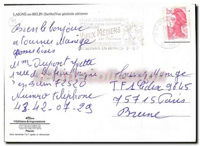Laigné-en-Belin (Sarthe) — Ogólny widok z lotu — Éditions & Impressions Combier, Macon — Rewers