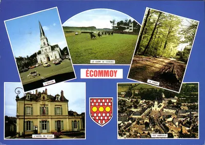 ÉCOMMOY — vista panorâmica com a igreja, o hipódromo e a floresta — editor ARTAUD Frères