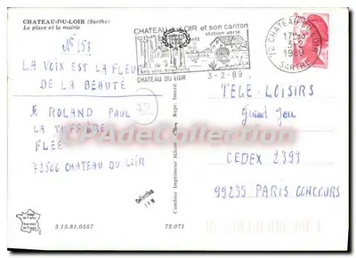 Château-du-Loir — praça e prefeitura — Imprimerie Combier — Verso