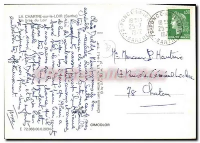 La Chartre-sur-le-Loir — widok ramienia Loir — Stara pocztówka deCollection — Rewers