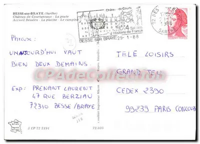 Bessé-sur-Braye — widok panoramiczny — drukarz Lomber — Rewers
